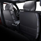 Tomatoman Tacoma Seat Covers Custom Fit for Tacoma 2005-2023 2024 2025 2026 Truck Access Crew Double Cab TRD Offroad Limited SR5 V6 Pickup Waterproof Faux Leather Car Cushions(2 PCS Front/Black-White)