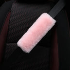 Soft & Cozy Australian Sheepskin Car Seat Belt Covers,2 Pack Fluffy Seatbelt Pads, Genunie Sheepskin Fur Shoulder Straps Cushions for Adults Kids Women and Men (Light Pink)