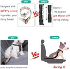 Cute Design 2-Pack Set Adjustable Pet Cat Dog Car Seat Belt, Adjustable Buckle Pet Car Harness Fabric Lanyard from 22 to 38 Inches Seatbelt Leash (Psychedelic Dog -Two Piece in one Set)