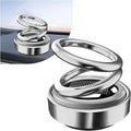 Solar Rotating Car Air Freshener, Solar Energy Refillable Car Dashboard Aromatherapy Ornament, Double Ring Fragrance Diffuser Decorative Accessories for Vehicle Home Office (Silver)