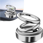 Solar Rotating Car Air Freshener, Solar Energy Refillable Car Dashboard Aromatherapy Ornament, Double Ring Fragrance Diffuser Decorative Accessories for Vehicle Home Office (Silver)
