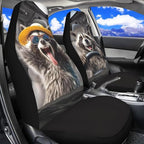 Funny Front Seat Covers for Cars Happy Raccoon Soft Bucket Seat Covers Scratchproof Premium Polyester Seat Covers for SUV Vans Sedans Trucks