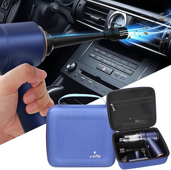 Hard Travel Case for KMM Handheld Car Vacuum Cleaner, Portable Auto Vacuum Cleaner Accessories Storage Bag Carrying EVA Case for KMM LT-117C 9000Pa Air Duster(Box Only)