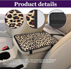 Leopard Cheetah Print African Animal Hunting Auto Center Console Armrest Pad, Car Center Console Cover, Auto Accessories Soft Comfort Armrest Cover Cushion Mat for Most Cars (Brown leopard print)
