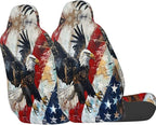 Delerain Car Seat Covers Set 2Pcs, Flying American Flag with Eagle Universal Front Car Seats Vehicle Enterior Protector Suitable Fits Most Car Auto SUV Sedan Truck
