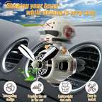2Pcs Car Air Fresheners, Cute Bear Pilot Automotive Air Outlet Creative Car Perfume Diffuser, Automotive Accessories Air Vent Decoration with 8 Fragrant Tablets (White 1+White 1)