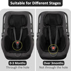 GFU Infant Car Seat Insert Head and Body Support Thickened, 3-in-1Reversible Newborn Insert for Carseat with Strap Pads, Soft Stroller Cushion Pillow Insert for Boys and Girls, Black