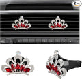 Augeny 2 PCS Bling Car Air Vent Clips, Crystal Rhinestone Crown Air Freshener Outlet Diffuser Clip, Auto Air Conditioning Clip Charm for Women Girls, Interior Decor Car Accessories (Red)