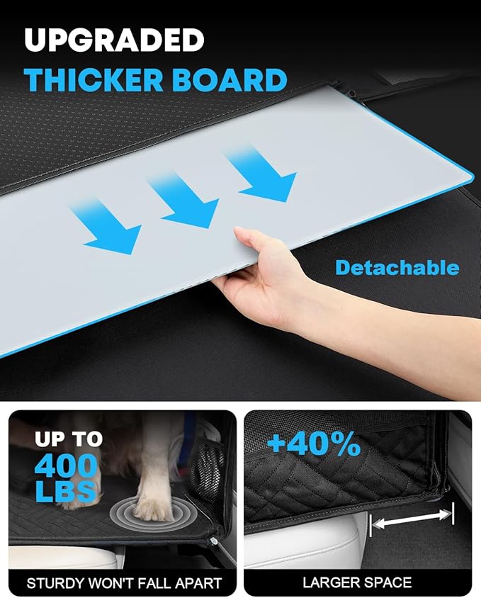 Kohree Dog Car Seat Cover for Small Dogs, Hard Bottom Dog Car Seat Cover for Back Seat with Pipe Waterproof 600D Car Hammock for Dogs Pet Back Seat Extender for Cars SUV Truck-S