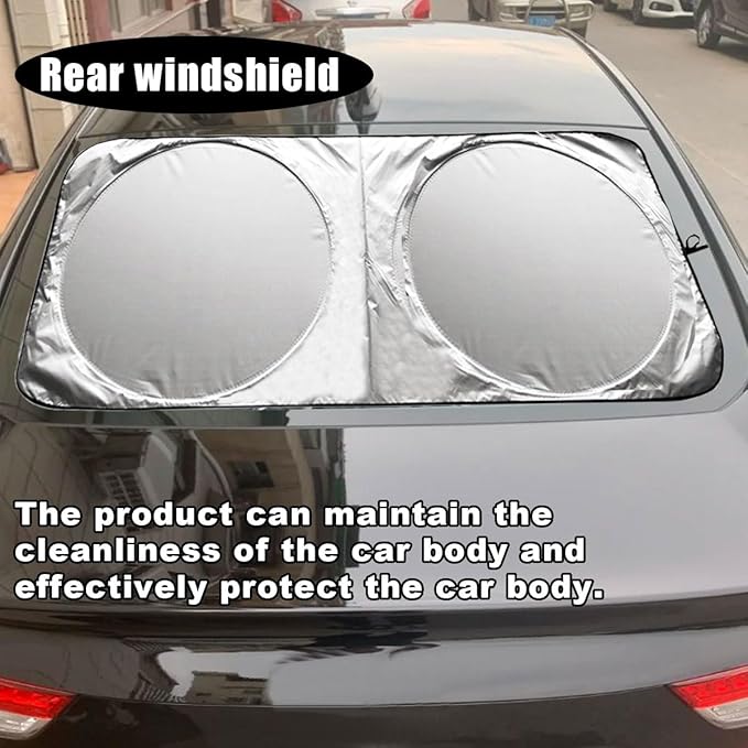 Car Windshield Sun Shade, Cool Reflective Sun Blocker, Foldable Car Front Window Covers, Sun Protection Automotive Glass Shade for Comfortable Driving for Universal Car SUV Truck (63×33.86'')