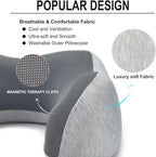 napfun Neck Pillow for Traveling, Upgraded Travel Neck Pillow for Airplane 100% Pure Memory Foam Travel Pillow for Flight Headrest Sleep, Portable Plane Accessories, Light Gray Kit