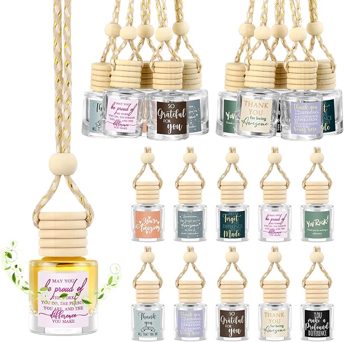 50 Pcs Employee Appreciation Gifts Bulk Empty Glass Car Air Freshener Hanging Diffuser Thank You Gifts for Employee Nurse Staff Dietician Social Worker Volunteer