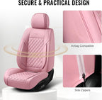 Auto Car Seat Covers Full Set Leather Cushion Protector Breathable Waterproof Seat Cover for Cars Universal Fit (Pink, Full Set Without Headrest)