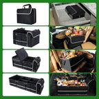 Car Trunk Organizer,115L Heavy Duty Collapsible Trunk Storage, with Insulated Leakproof Cooler Bag Vehicle Cargo Organizer with Lid, 3 Compartments, Straps For Car,Suv,Jeep,Sedan-Black