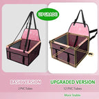 PetsHome Dog Car Seat Foldable Dog Car Booster Seat Waterproof Breathable Oxford Travel Bag for Small to Medium Dogs, Puppies, and Pets-Pattern Pink-Upgrade