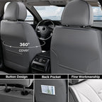 Coverado Front and Back Seat Covers, Waterproof Car Seat Cover, 5 Seat Leather Seat Cover for Cars, Universal Car Seat Protector, Automotive Seat Cover Car Seat Cushion Fit for Most Cars (Gray&White)