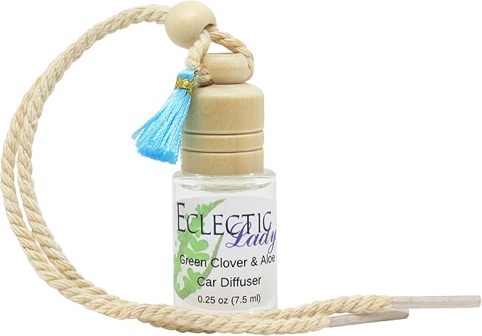 Green Clover And Aloe Scented Car Diffuser By Eclectic Lady, 7.5 ml, Air Freshener, Aromatherapy Diffuser, Premium Grade Fragrance Oil