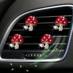 4 Pcs Red Mushroom Air Vent Clip Accessories Air Conditioning Outlet Clip Car Air Freshener Dashboard Accessories Charm Car Inter Decor Cute Interior Accessories for Women
