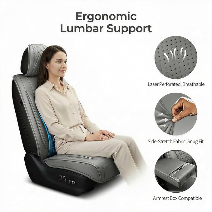 Fit RDX Car Seat Covers for Acura RDX 2010-2026 - Premium Leather, Waterproof, All-Weather, Airbag Compatible, Breathable, Easy Install, Seat Protectors, Only 2 Front seat Covers, Gray
