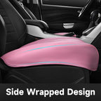 CAR PASS 2 Pack Leather Front Car Seat Covers, Bottom Seat Covers Full Wrapped with Storage Pocket, Anti-Slip Leather Seat Protectors,Waterproof Seat Cushion Pad Universal Fit Sedan SUV Truck, Pink