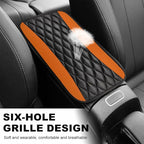 Car Center Console Cushion Pad, 12.6 × 7.48 Inches Waterproof Car Armrest Seat Box Cover, PU Leather Armrest Cover Protector for Most Vehicle, Universal Car Interior Accessories (Orange)