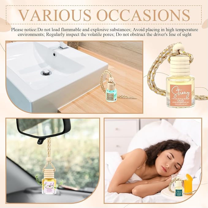 36 Pack Easter Christian Gifts Bulk Empty Hanging Car Diffuser Bottles Religious Essential Oil Air Fresheners Church Ministry Favors Faith Gifts for Women (Cylindrical)