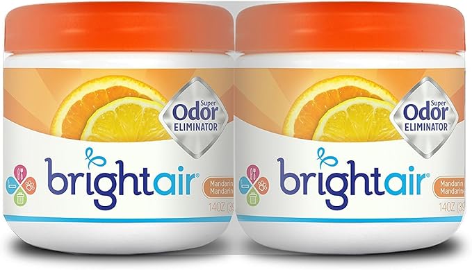 Bright Air Solid Air Freshener and Odor Eliminator, Mandarin Orange and Fresh Lemon Scent, 14 Ounces, 2 Pack