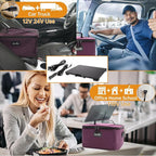 Aotto Portable Oven, Electric Lunch Box Food Heater - 12V/24V/110V 3-in-1 Car Food Warmer - Heated Lunch Box for Adults - Cook, Reheat & Keep Meals Warm for Vehicle, Travel, Work, Home - Deep Purple