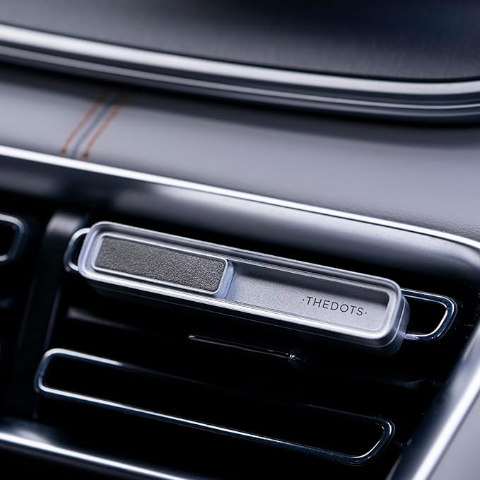 THEDOTS Car Air Freshener Vent Clip, Silver Metal Diffuser, 2 Refills Frosted Ebony Scent, Luxury Car Freshener Interior Accessories