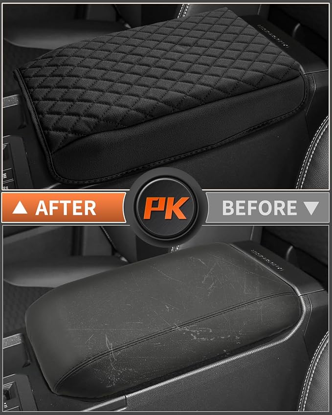 Shademax Center Console Cover for Toyota Land Cruiser Prado LC250 2024 2025 2026 Accessories, Prado LC250 Armrest Cover Cushion Pad Console Armrest Seat Box Protector PU Leather Anti-Scratch Black