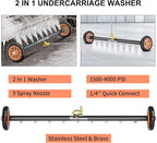 Undercarriage Pressure Washer Attachment, Upgrade 30 Inch Power Washer Water Broom with 9 Nozzles, Dual-Function Underbody Car Wash Surface Cleaner with 3 Pieces Extension Wand- 4000PSI