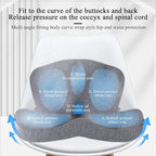 Ergonomic Seat Cushion with Adjustable Strap, Memory Foam Office Chair Seat Cushion with L-Shaped Design, Car Seat Cushion Fits for Truck Driver Semi Truck, Gaming Chair, Desk, Light Gray