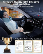 DMJN Umbrella Windshield Sun Shade - Large, Car Sunshade for Front Windshield [Nano Ice-Crystal Coatings] UPF50+ Heat & UV Block, Protect Interior & Keep Cooler Universal for Car, SUV, Truck