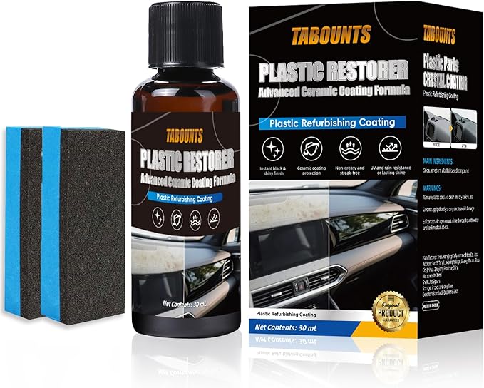 Plastic Trim Restorer for Cars, Black Trim Restorer, Deep Black Trim Renewal & UV Defense,Ideal for Faded Bumpers/Trim/Plastic Surfaces Provides 6+ Months of Protection