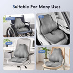 Coverado Memory Foam Car Seat Cushion and Lumbar Support Pillow for Car, Ergonomic Office Chair Cushion for Lower Back Pain Relief, Breathable & Non-Slip for Car, Home, and Office Use, Gray