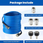 Twinkle Star Super Flexible Pressure Washer Hose 50ft, 5800 PSI Kink Resistant Power Washer Hose 1/4 in., Replacement Power Wash Hose with Stainless Steel M22 and 3/8" Quick Connection Kit