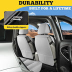 LINGVIDO Full Set Car Seat Covers, Faux Nappa Leather, Airbag Compatible and Waterproof Protectors for Sedans SUVs, Breathable Interior for Active Families, Pets, and Commuters (5 Seats, Gray)