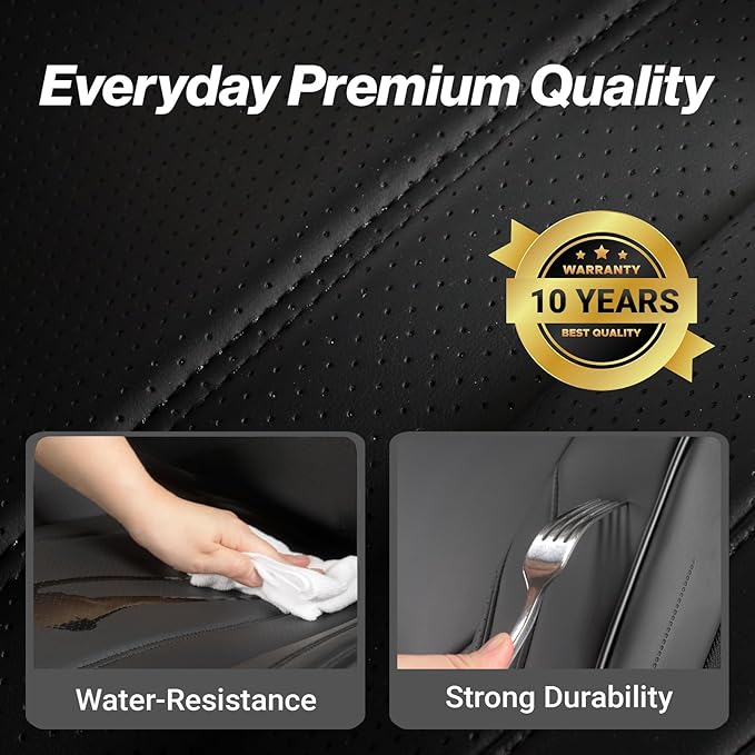 Coverland Custom Fit Car Seat Covers for SUV Compatible with [2009-2018 Subaru Forester] Premium Car Seat Cover Water Resistant Leather Non-Slip Interior Protector [Front Black - Size Chart A23]