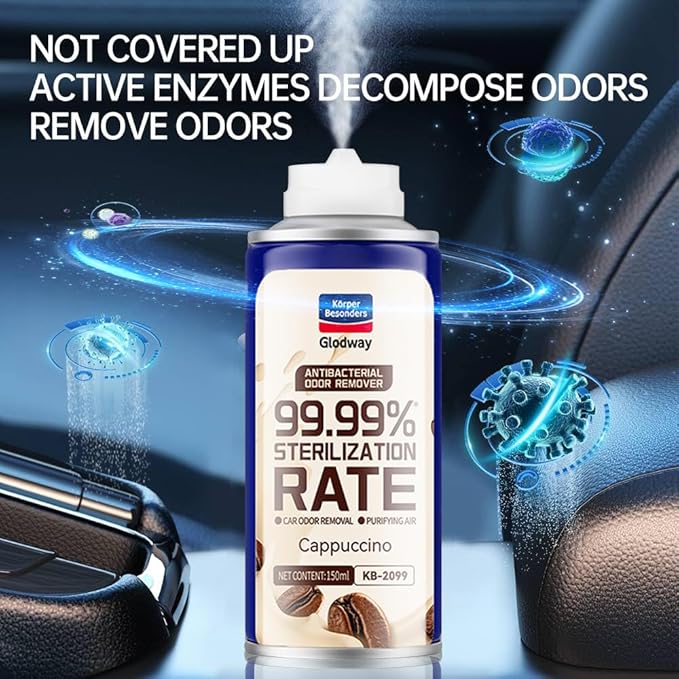 GLODWAY Car Air Freshener Spray, Cappuccino Scent, 6 OZ Odor Eliminator,4 Pack, for Cars, Trucks, RVs, Home