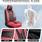 Fit Frontier Car Seat Covers Premium Leather for Nissan Frontier 2009-2025 2026. Waterproof， Breathable, Scratch-Resistant & All-Weather Seat Cushion Protector（Front Seat,Red&Black
