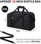 Small Gym Bag 18 inch Carry On Duffel Bag for Weekender Travel - Marble Black