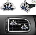 2 PCS Bling Car Air Vent Clips, Crystal Rhinestone Crown Vent Decorative Air Freshener Clips, Sparkly Diamond A/C Outlet Aroma Diffuser Clip for Vehicles, Car Accessories (Blue)