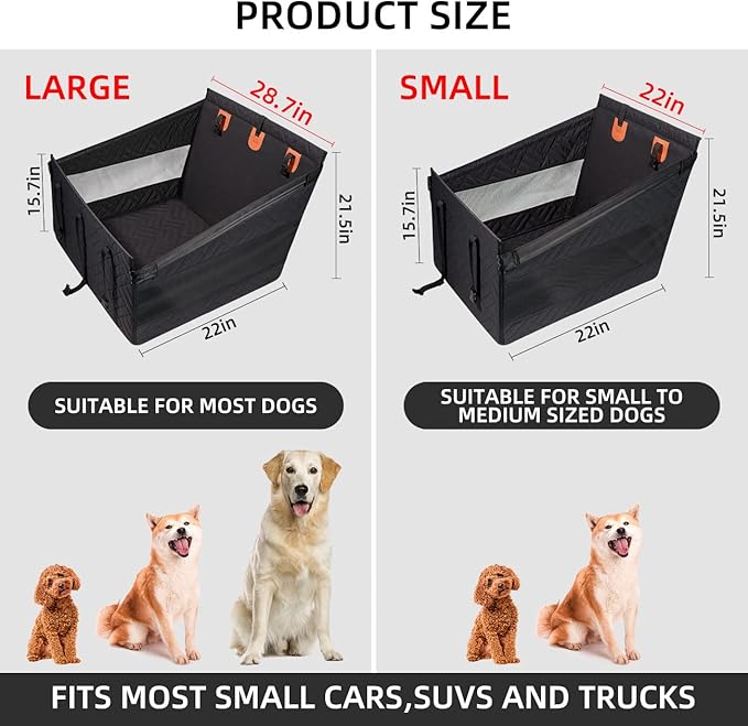Medium Dog Car Seat,Back Seat Extender for Dogs,Waterproof Large Dog Seat Cover for Backseat, Pet Bed for Car Hammock(Grey-s)