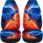 Fashion Wolf Car Front Seat Covers Elastic Fabrics Universal Front Seat Cover Removable Automotive Accessories Easy Installation Suitable for Cars SUV