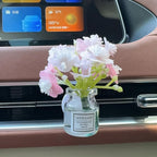 Set of 4 Cute Flower Bouquet in Glass Vase Car Air Freshener Vent Clips, Mini Artificial Flowers for Car Air Vent Decoration, Auto Interior Dash Ornament Accessories