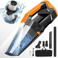 Car Vacuum Portable with LED Light, High Power Suction, Lightweight Rechargeable Hand Vacuum, Hand Held Vacuum Cleaner for Car Home Office, Pet Hair, Orange