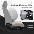 Coverado Seat Covers, Car Seat Covers Front Seats, Leather Seat Covers for Cars, Car Seat Protector Waterproof, Gray Car Seat Cushion, Front Carseat Cover Universal Fit for Most Cars Beige
