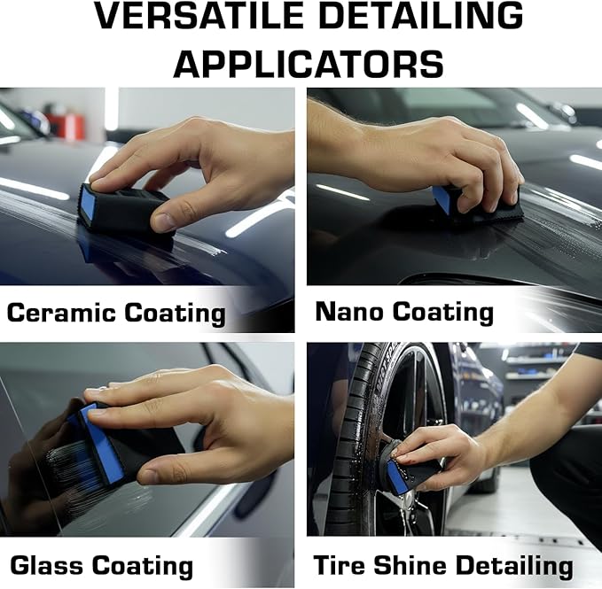 Sponge Applicator Kit 3 Pack with Microfiber Cloths | Perfect for Ceramic Coating, Nano Coating, Glass Coating, Tire Shine Detailing (4" Sponge Kit)