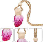 Skull Car Air Freshener, Hanging Refillable Diffuser Bottles for Essential Oils, Perfume Pendant for Auto Interior Decor & Aromatherapy (6Pcs Rose Red)