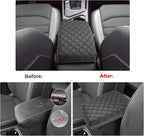 SXCY for 2024 2025 2026 VW Taos Armrest Cover for Volkswagen Taos 2024 2025 2026 Accessories 2022 2023 2024 2025 2026 Taos Center Console Cover 2024-2026 Taos Middle Console Cover (Black Leather Pad)